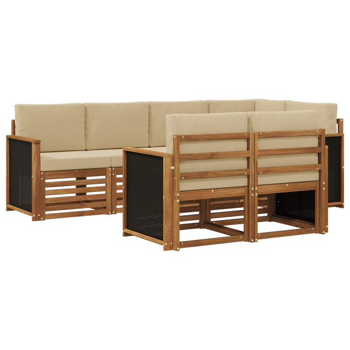Sektionalsofa sæt 6 pcs Naturfarvet Soli Akacietræ og polyester