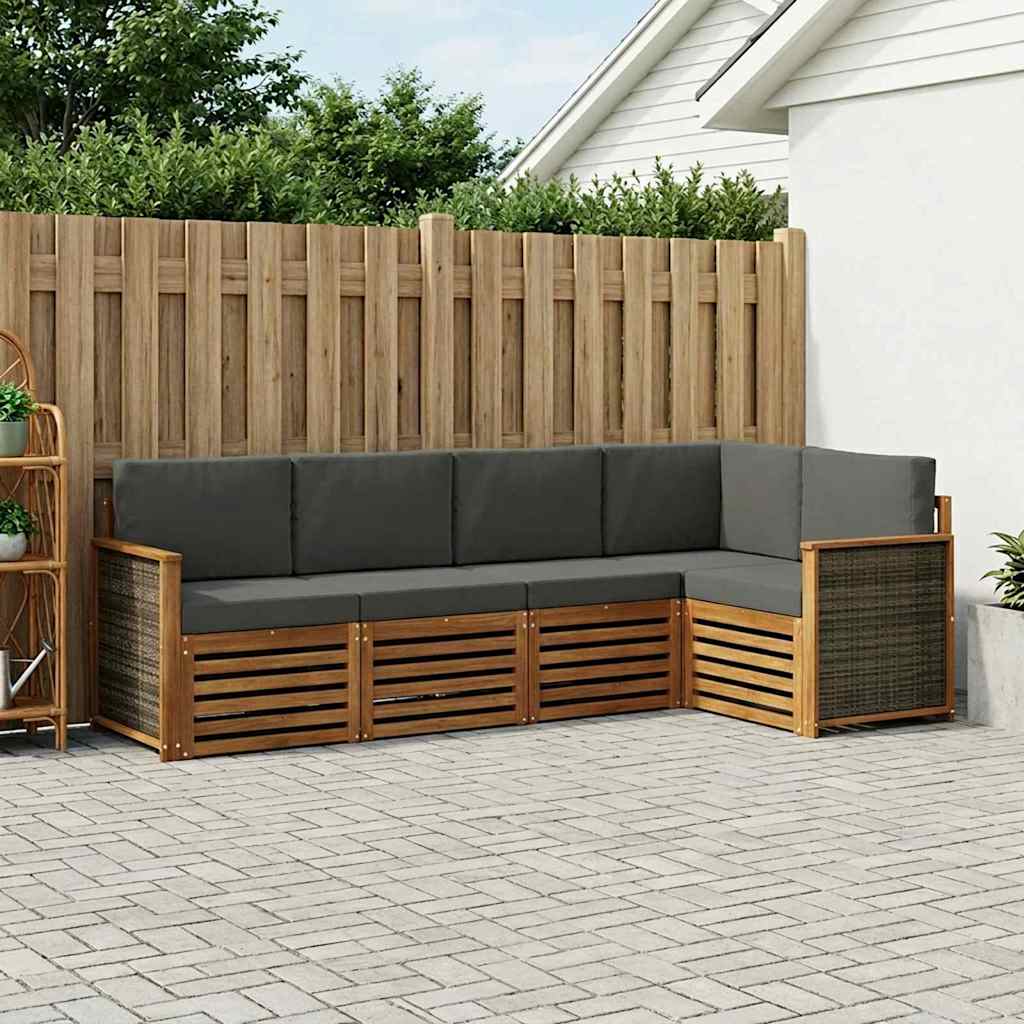 Udendørs sofagruppe 6 stk. Naturlig og Antracit