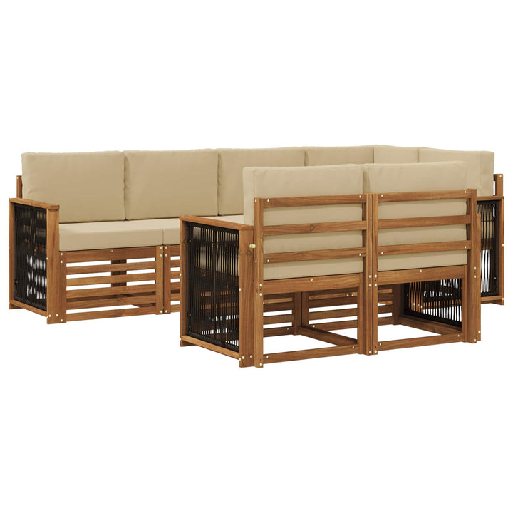 Sektionalsofa sæt 6 pcs Naturfarvet Soli Akacietræ og polyester