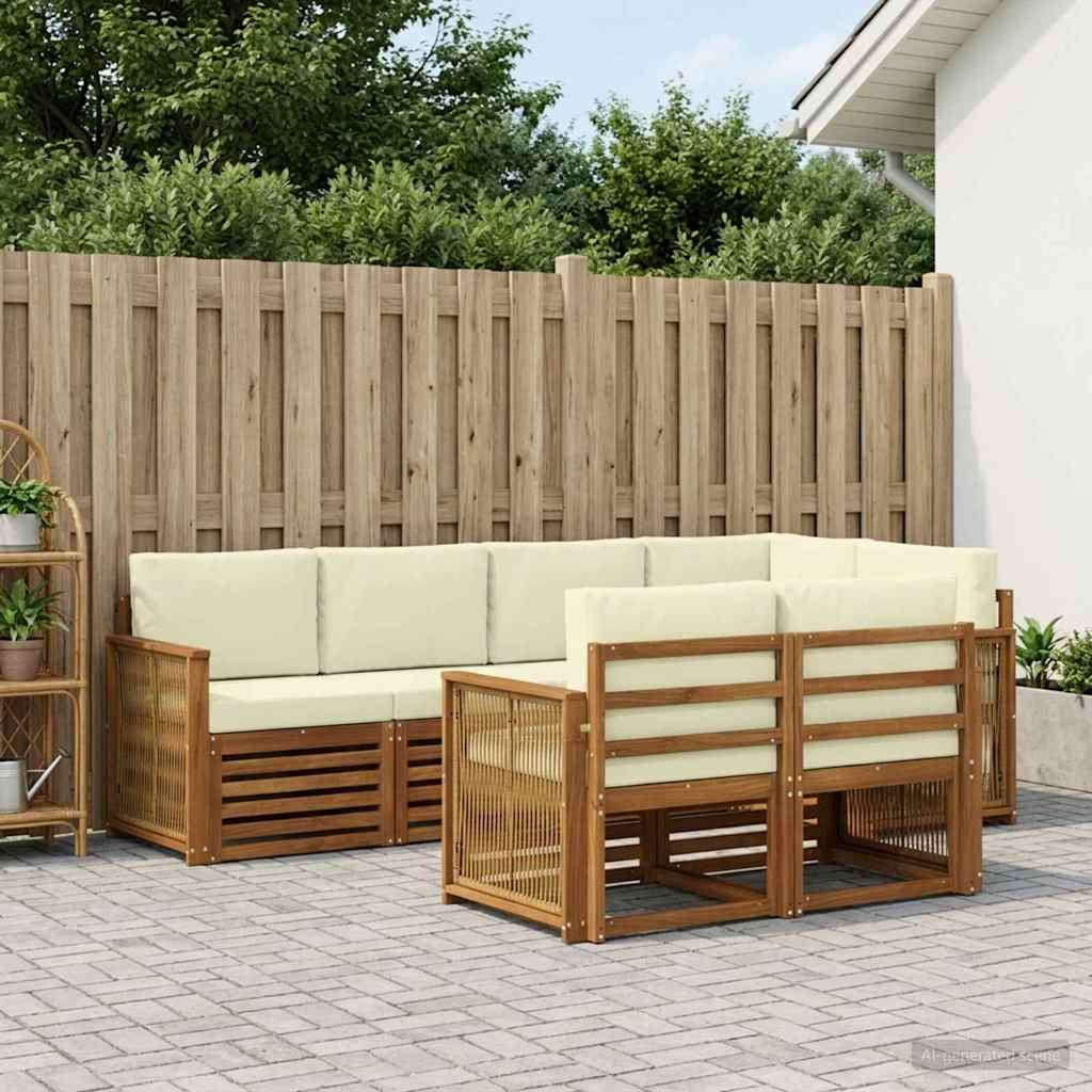 Sektionalsofa sæt med pude 6 pcs Naturlig og Fløde