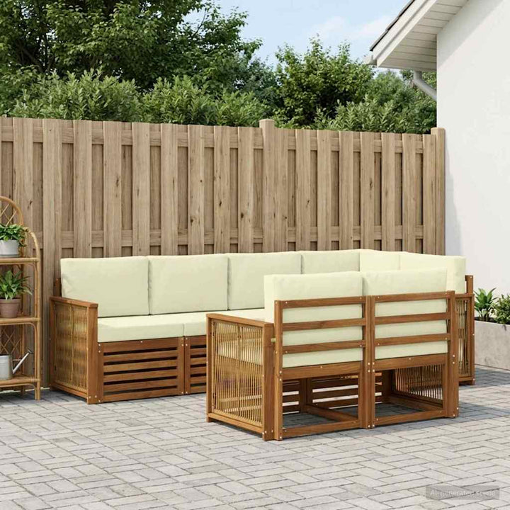 Sektionalsofa sæt med pude 6 pcs Naturlig og Fløde