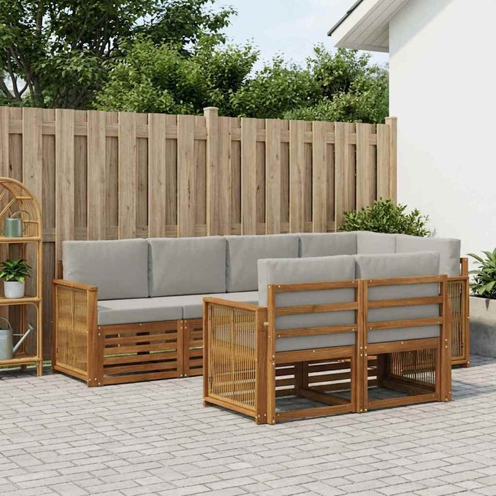 Sektionalsofa sæt med pude 6 pcs Naturfarvet og lysegrå