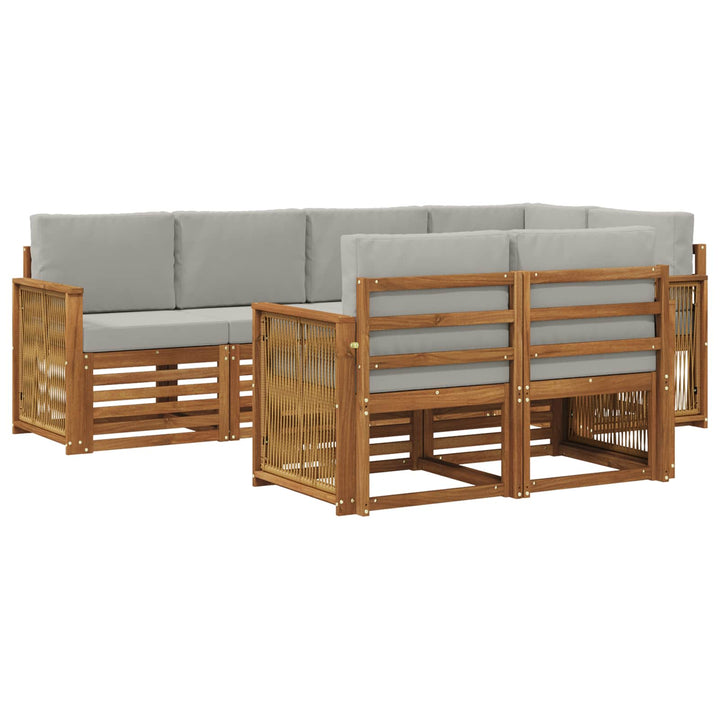 Sektionalsofa sæt med pude 6 pcs Naturfarvet og lysegrå