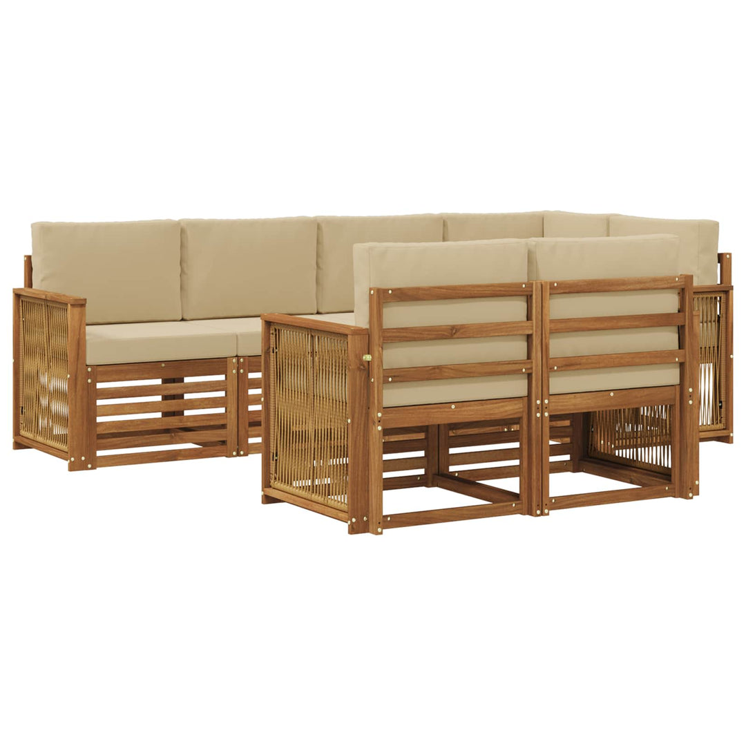 Sektionalsofa sæt 6 pcs Naturfarvet Soli Akacietræ og polyester