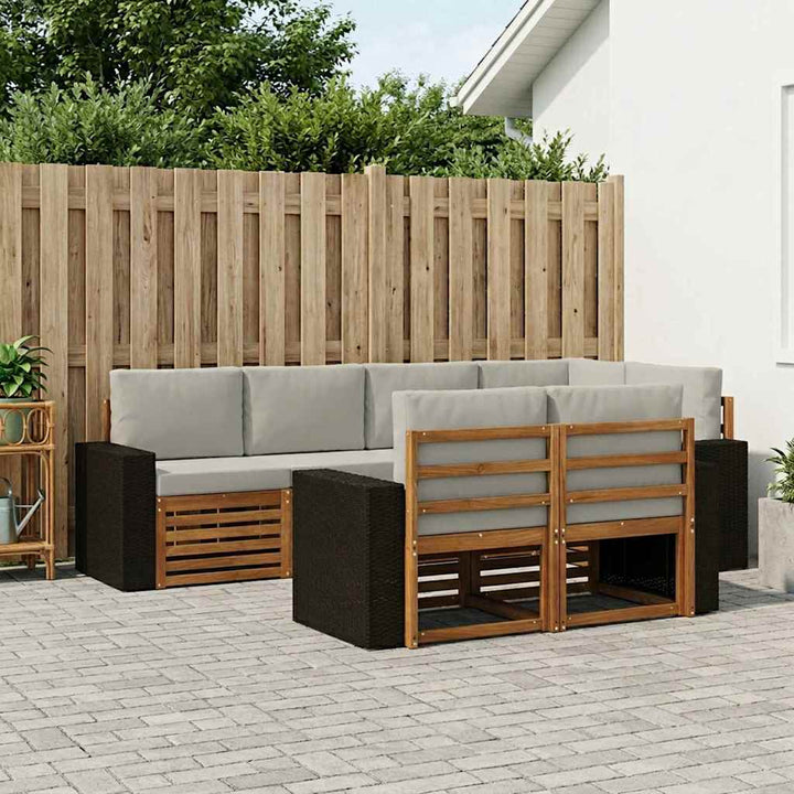 Sektionalsofa sæt med pude 7 pcs Naturfarvet og lysegrå