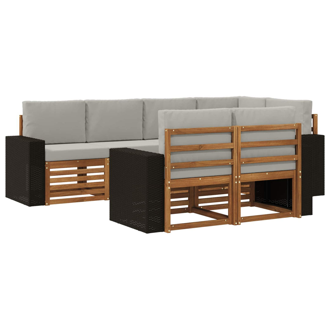 Sektionalsofa sæt med pude 7 pcs Naturfarvet og lysegrå