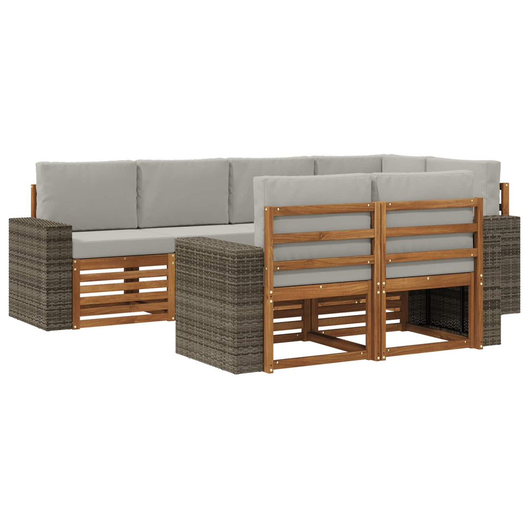 Sektionalsofa sæt med pude 7 pcs Naturfarvet og lysegrå