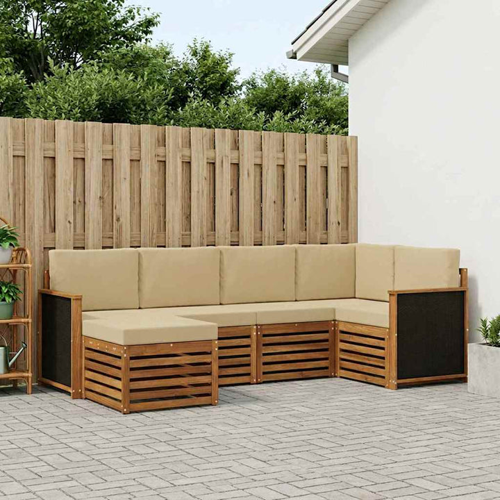 Sektionalsofa sæt 5 pcs Naturfarvet Soli Akacietræ og polyester