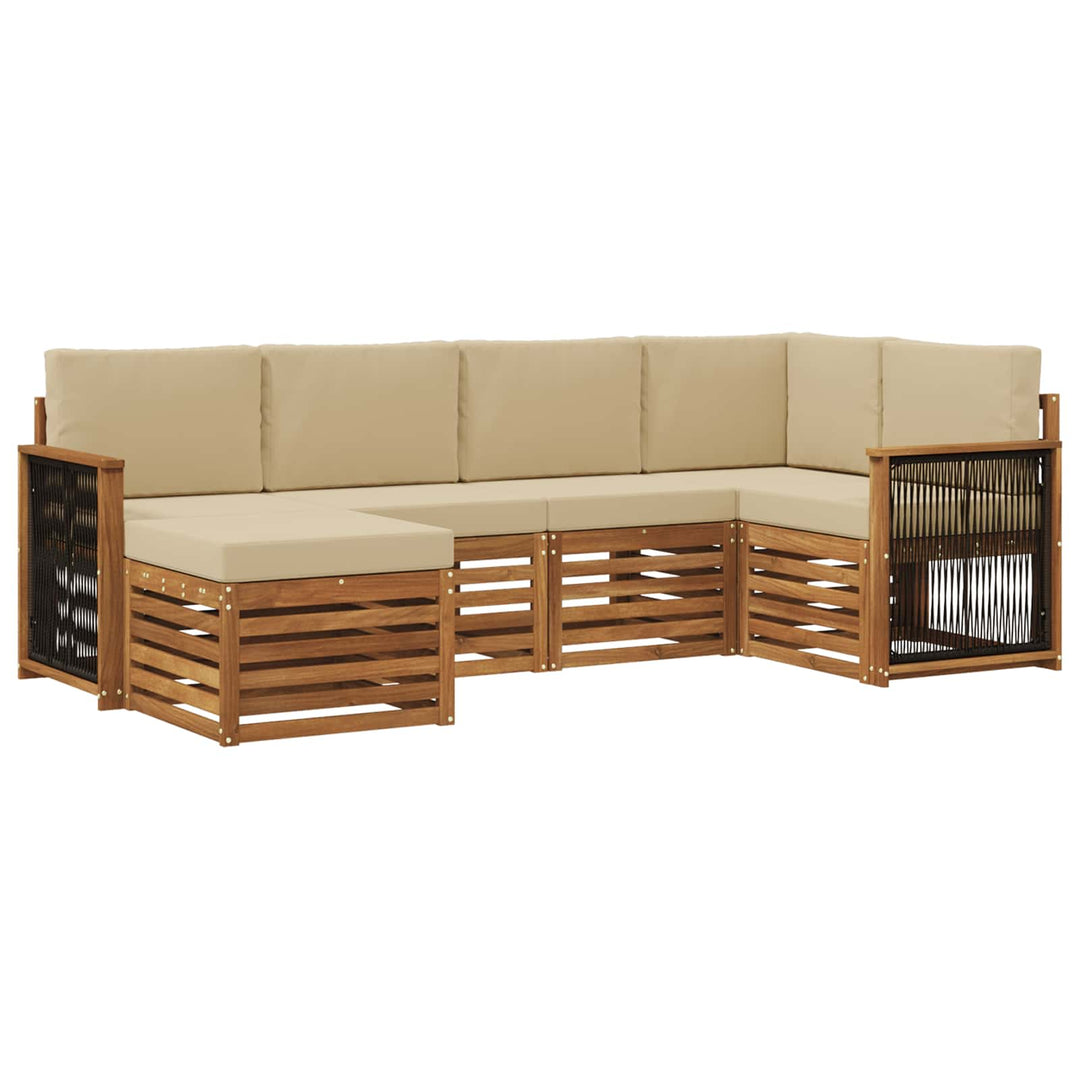 Sektionalsofa sæt 5 pcs Naturfarvet Soli Akacietræ og polyester