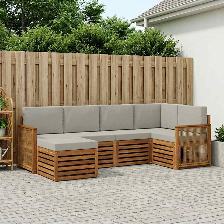Sektionalsofa sæt med pude 5 pcs Naturfarvet og lysegrå