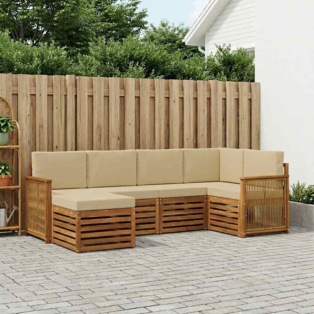 Udendørs sofagruppe 5 stk. Naturfarvet