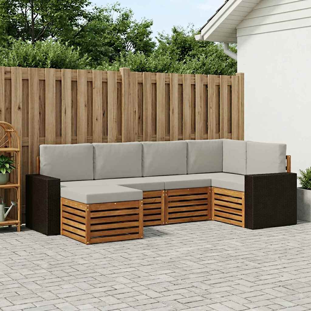 Sektionalsofa sæt med pude 6 pcs Naturfarvet og lysegrå