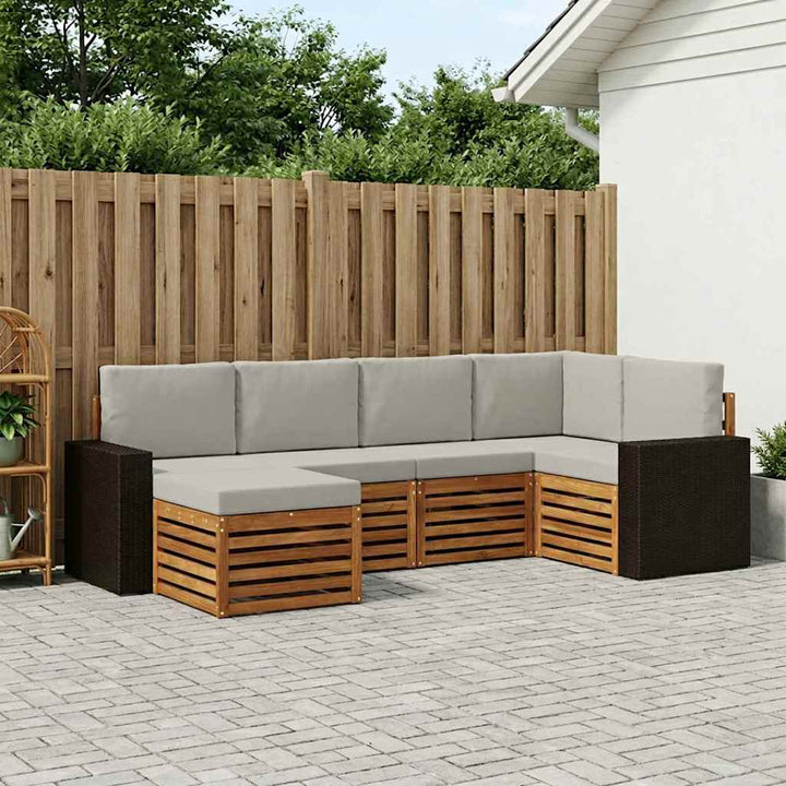 Sektionalsofa sæt med pude 6 pcs Naturfarvet og lysegrå