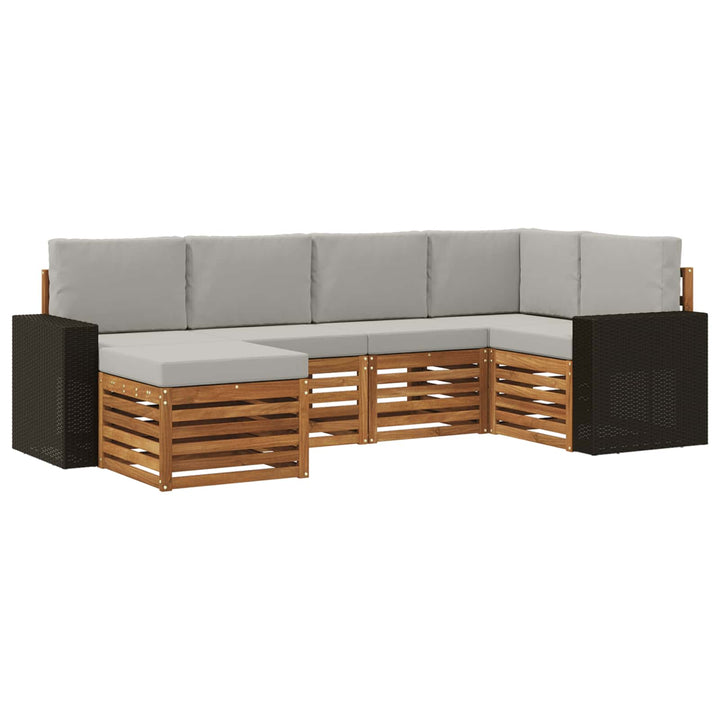 Sektionalsofa sæt med pude 6 pcs Naturfarvet og lysegrå