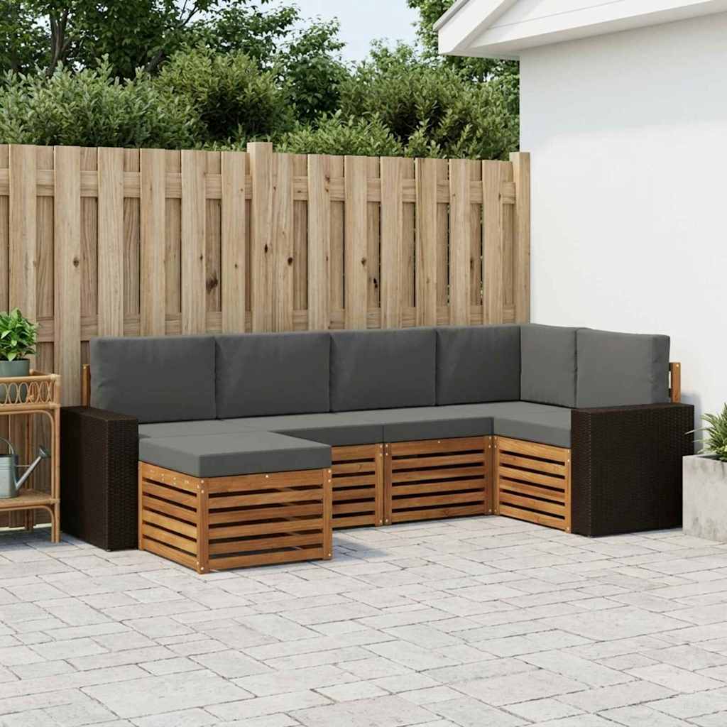 Sektionalsofa sæt med pude 6 pcs Naturlig og Antracit