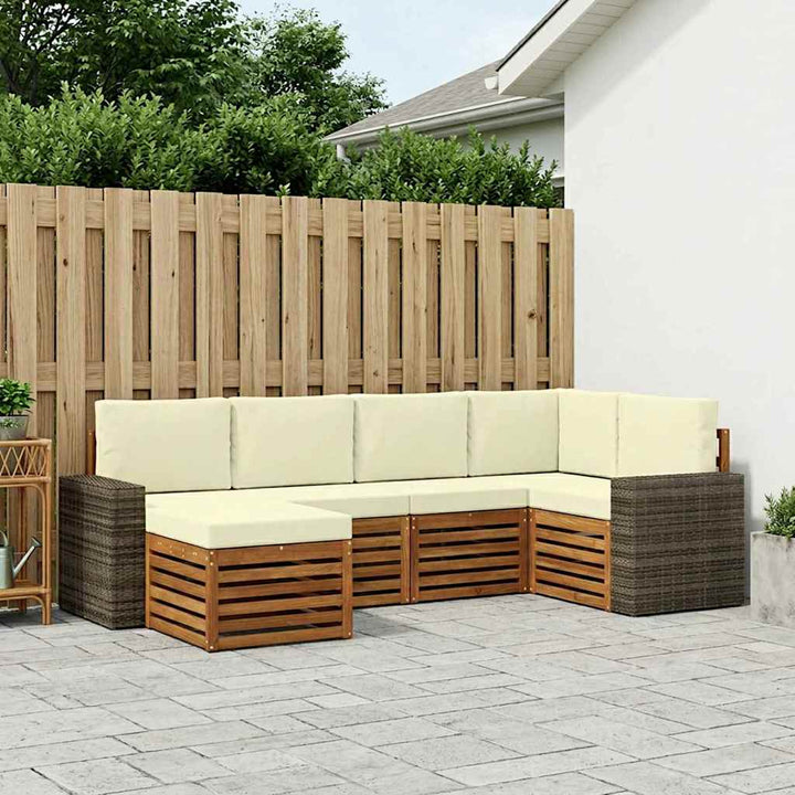 Sektionalsofa sæt med pude 6 pcs Naturlig og Fløde