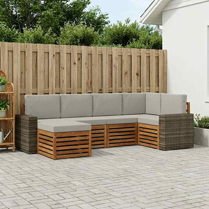 Sektionalsofa sæt med pude 6 pcs Naturfarvet og lysegrå