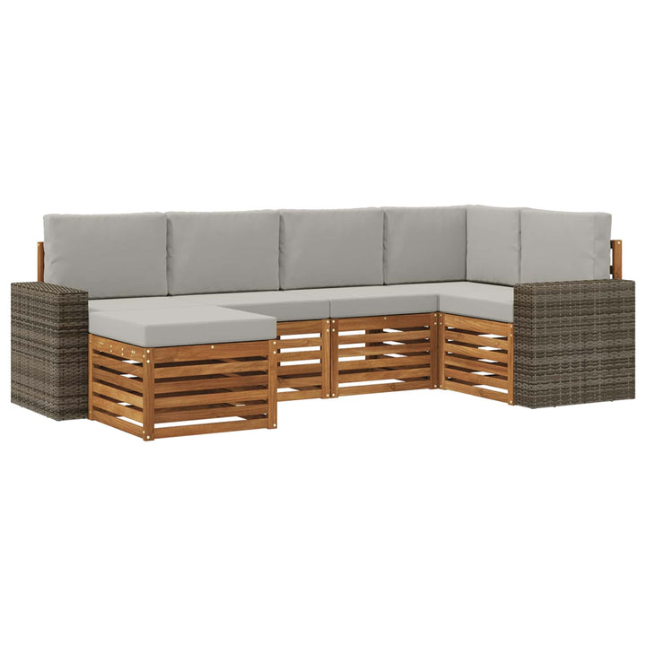 Sektionalsofa sæt med pude 6 pcs Naturfarvet og lysegrå