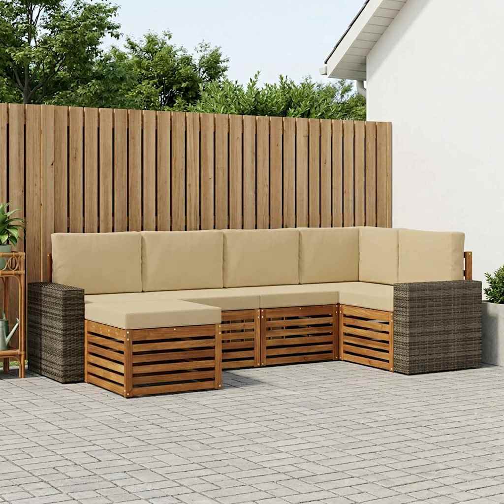 Sektionalsofa sæt med pude 6 pcs Naturlig og Beige
