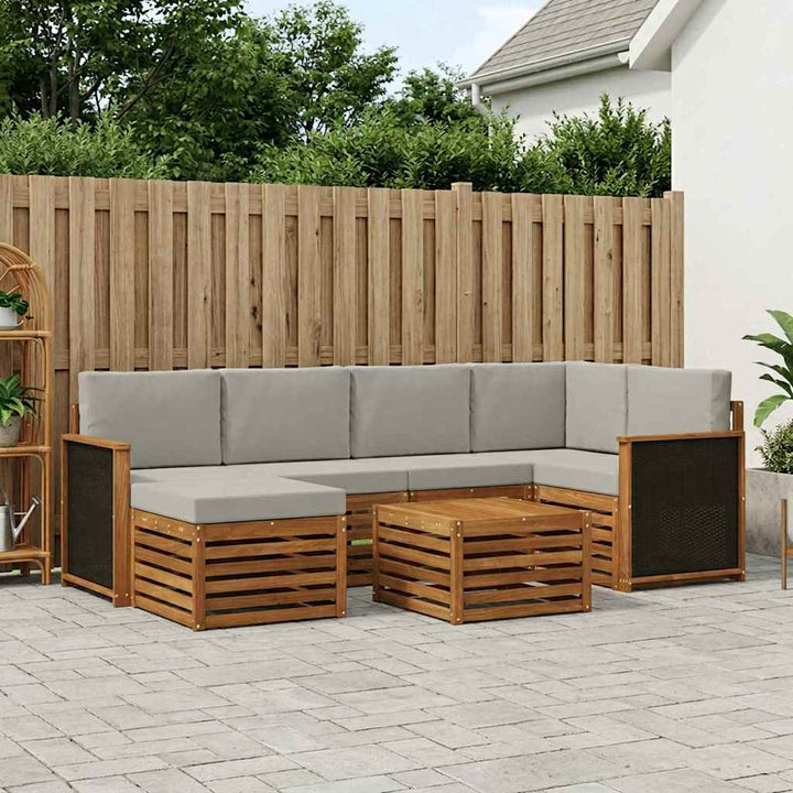 Sektionalsofa sæt med pude 6 pcs Naturfarvet og lysegrå