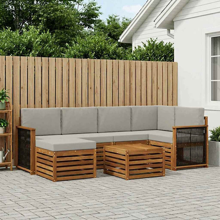 Udendørs sofagruppe 6 stk. Naturfarvet og lysegrå