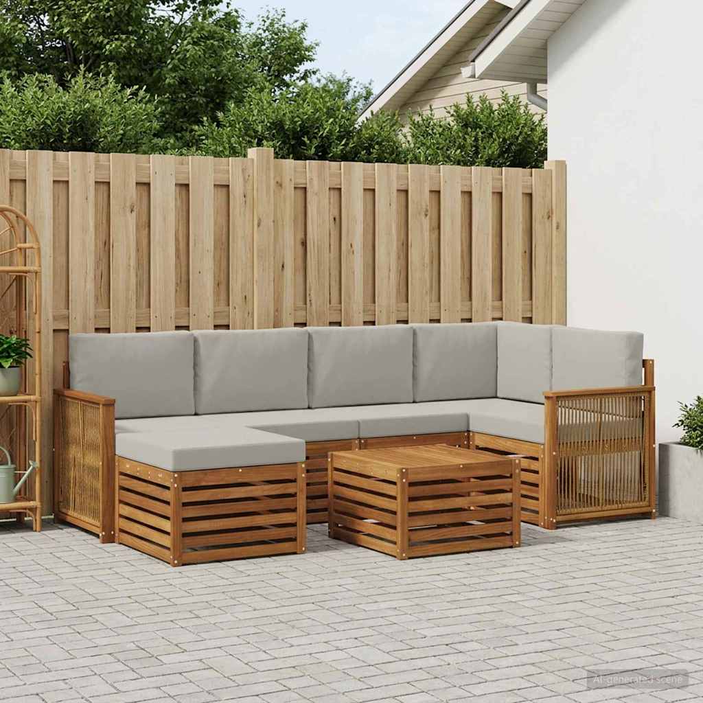 Sektionalsofa sæt med pude 6 pcs Naturfarvet og lysegrå