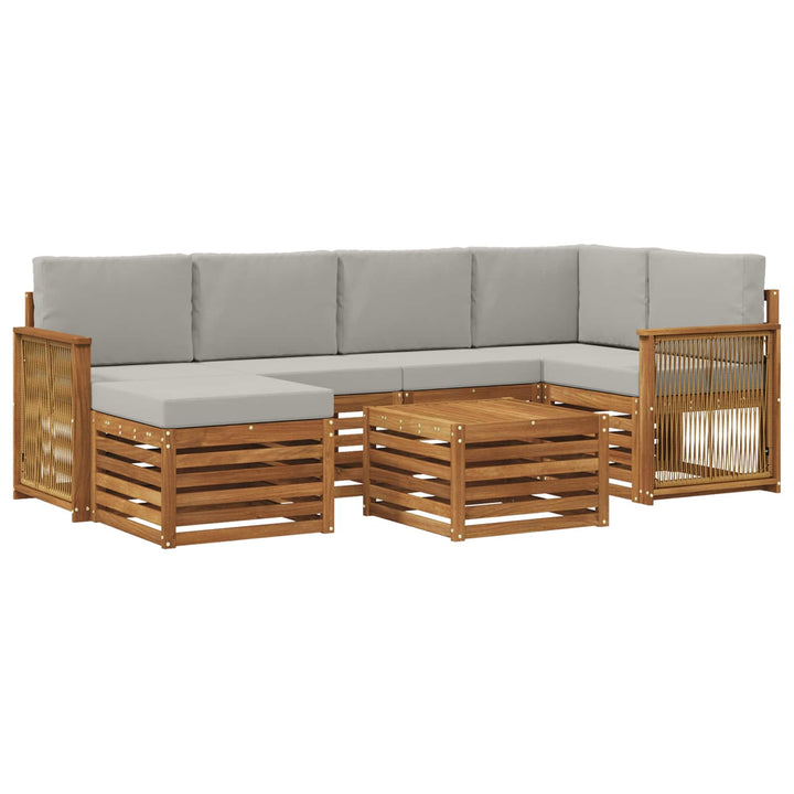Sektionalsofa sæt med pude 6 pcs Naturfarvet og lysegrå