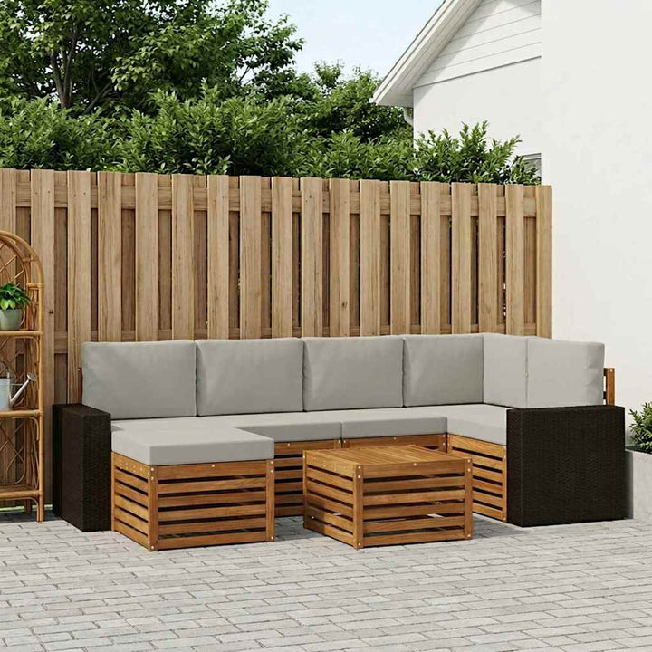 Sektionalsofa sæt med pude 7 pcs Naturfarvet og lysegrå