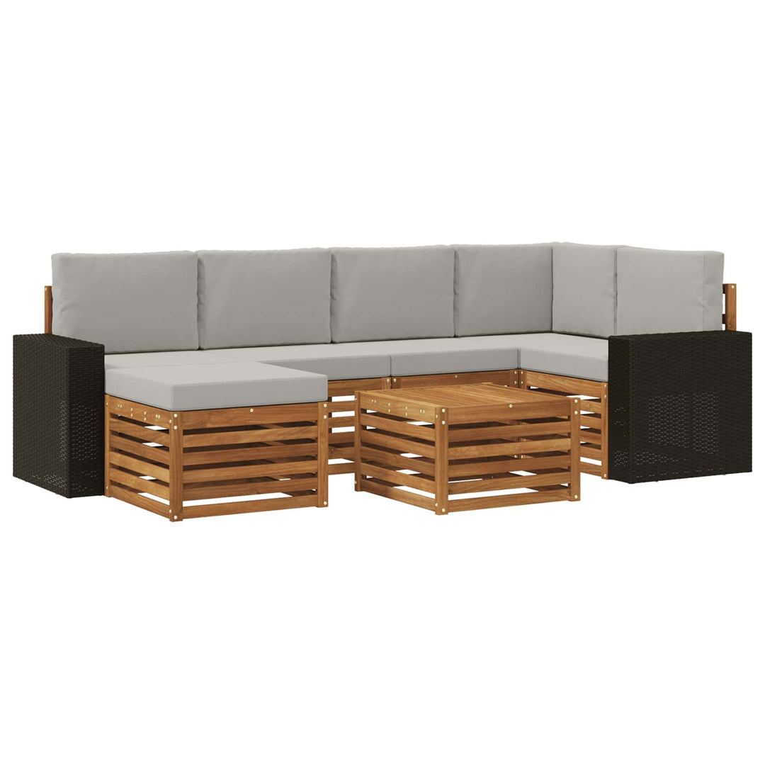 Sektionalsofa sæt med pude 7 pcs Naturfarvet og lysegrå