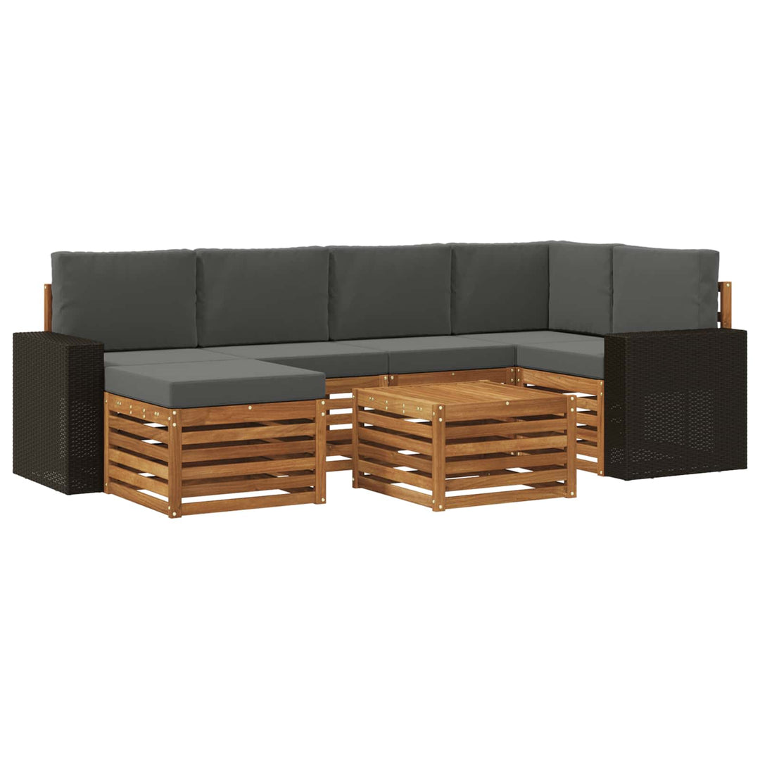 Sektionalsofa sæt 7 pcs Naturlig og Antracit Massivt Akacietræ