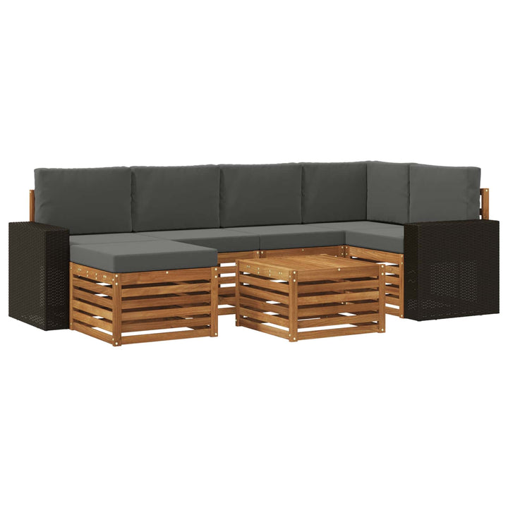Sektionalsofa sæt 7 pcs Naturlig og Antracit Massivt Akacietræ
