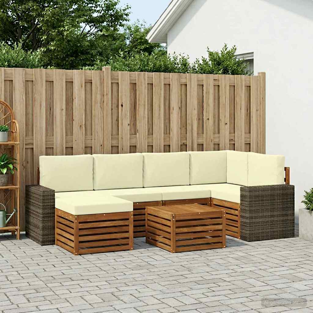 Sektionalsofa sæt med pude 7 pcs Naturlig og Fløde