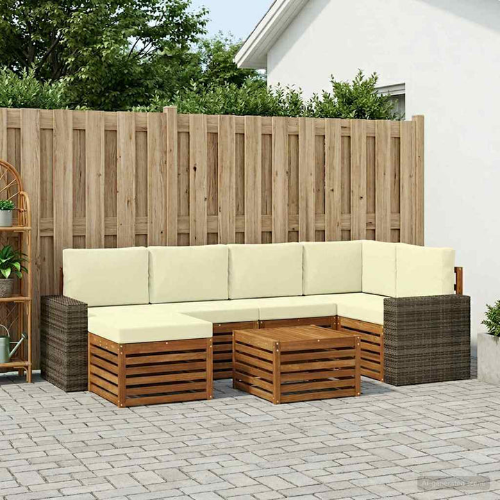 Sektionalsofa sæt med pude 7 pcs Naturlig og Fløde