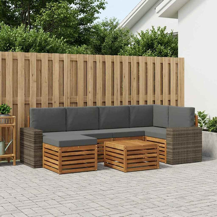 Udendørs sofagruppe 7 stk. Naturlig og Antracit Polyester