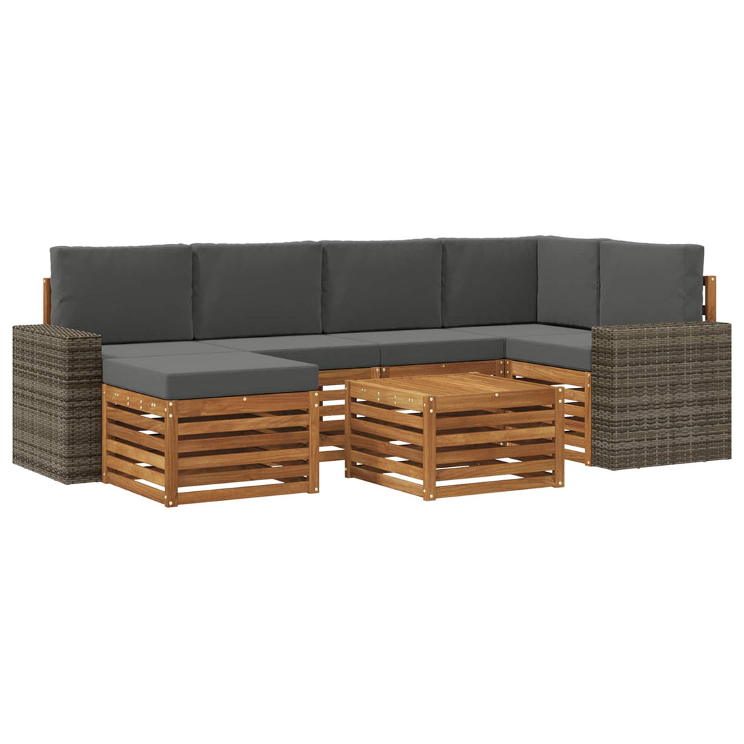 Udendørs sofagruppe 7 stk. Naturlig og Antracit Polyester