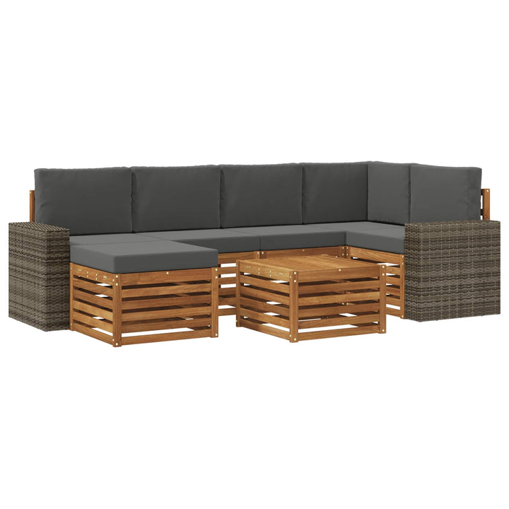 Udendørs sofagruppe 7 stk. Naturlig og Antracit Polyester