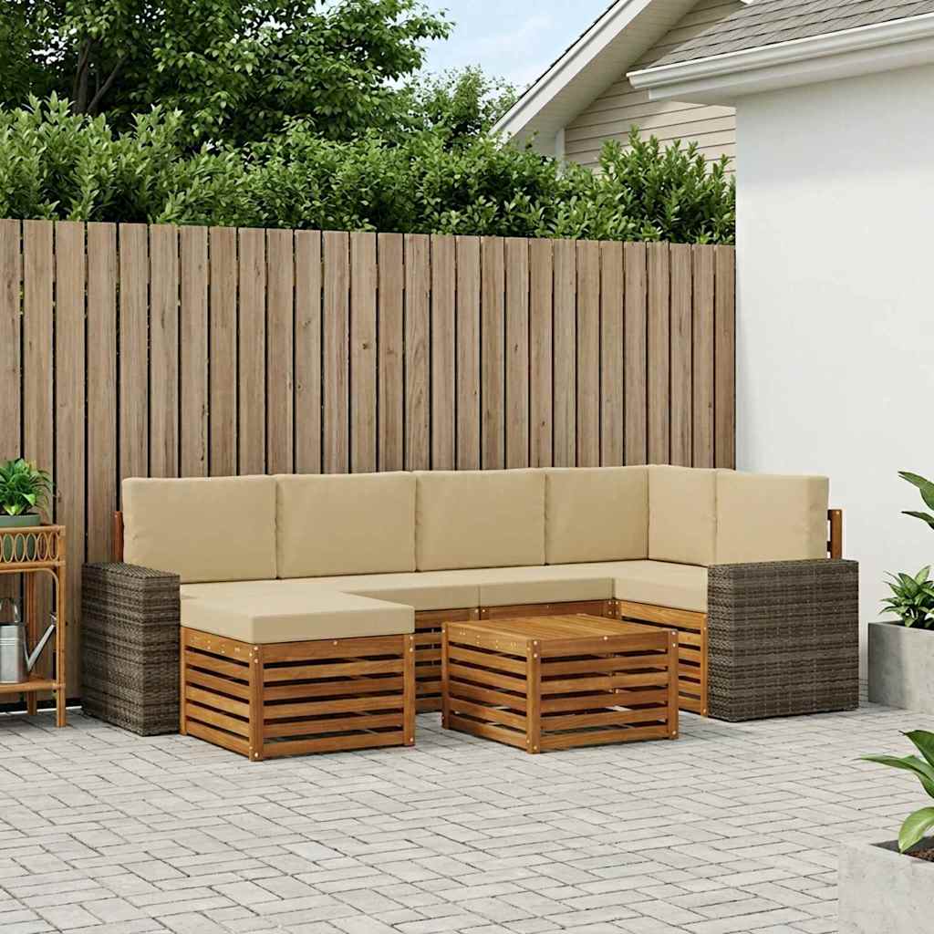 Udendørs sofagruppe 7 stk. Naturlig og Beige Polyester