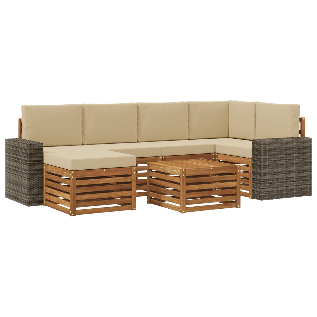 Udendørs sofagruppe 7 stk. Naturlig og Beige Polyester