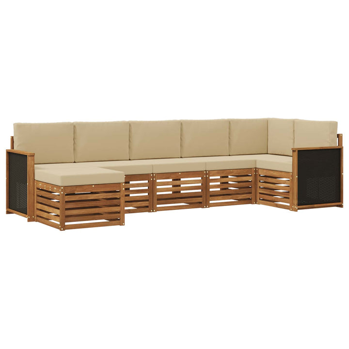 Sektionalsofa sæt 6 pcs Naturfarvet Soli Akacietræ og polyester