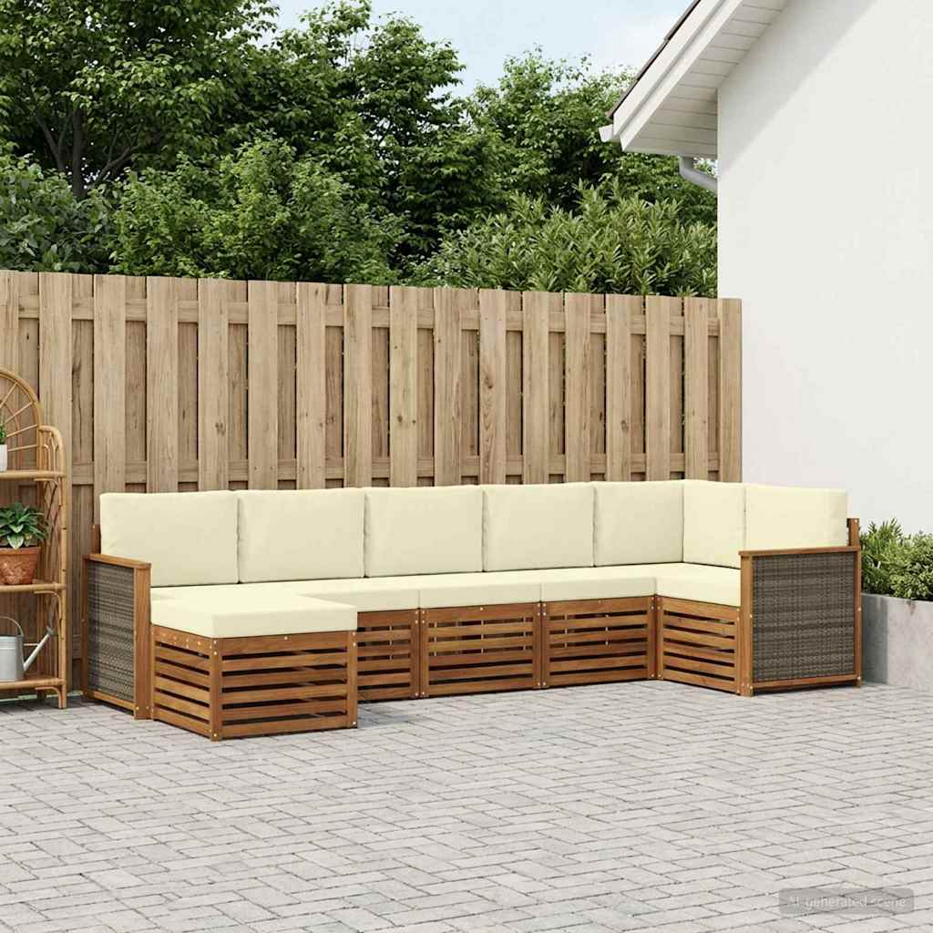 Sektionalsofa sæt med pude 6 pcs Naturlig og Fløde