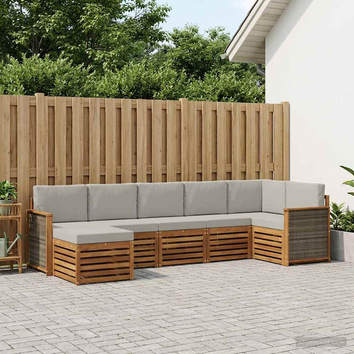 Sektionalsofa sæt med pude 6 pcs Naturfarvet og lysegrå