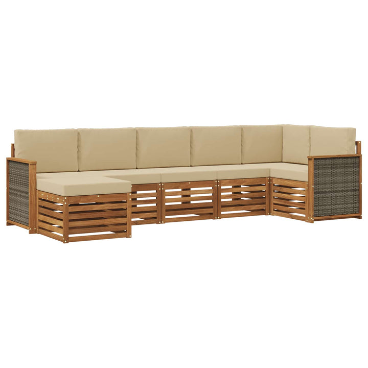 Sektionalsofa sæt 6 pcs Naturfarvet Soli Akacietræ og polyester
