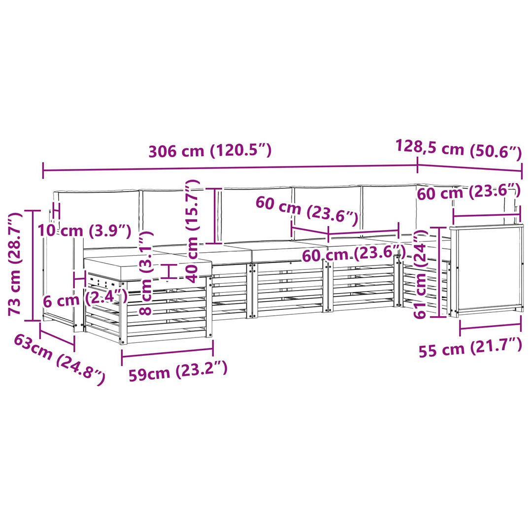 Sektionalsofa sæt med pude 6 pcs