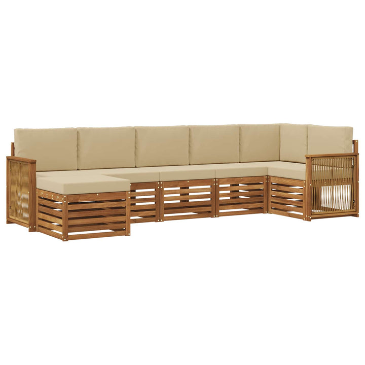 Sektionalsofa sæt 6 pcs Naturfarvet Soli Akacietræ og polyester