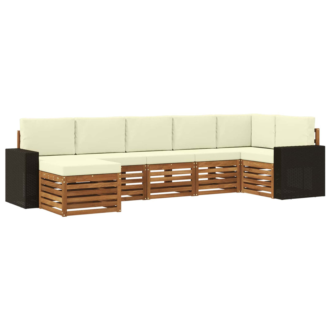 Sektionalsofa sæt 7 pcs Naturlig og Fløde Massivt Akacietræ