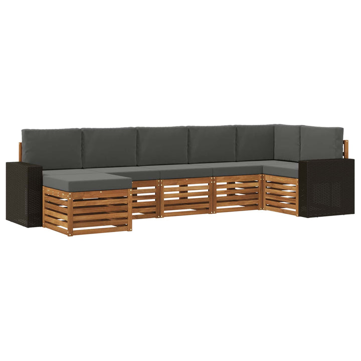 Sektionalsofa sæt 7 pcs Naturlig og Antracit Massivt Akacietræ