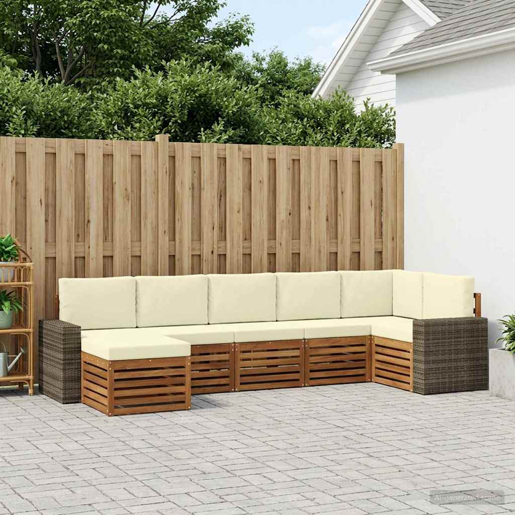 Sektionalsofa sæt med pude 7 pcs Naturlig og Fløde