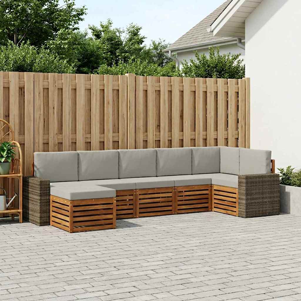 Sektionalsofa sæt med pude 7 pcs Naturfarvet og lysegrå