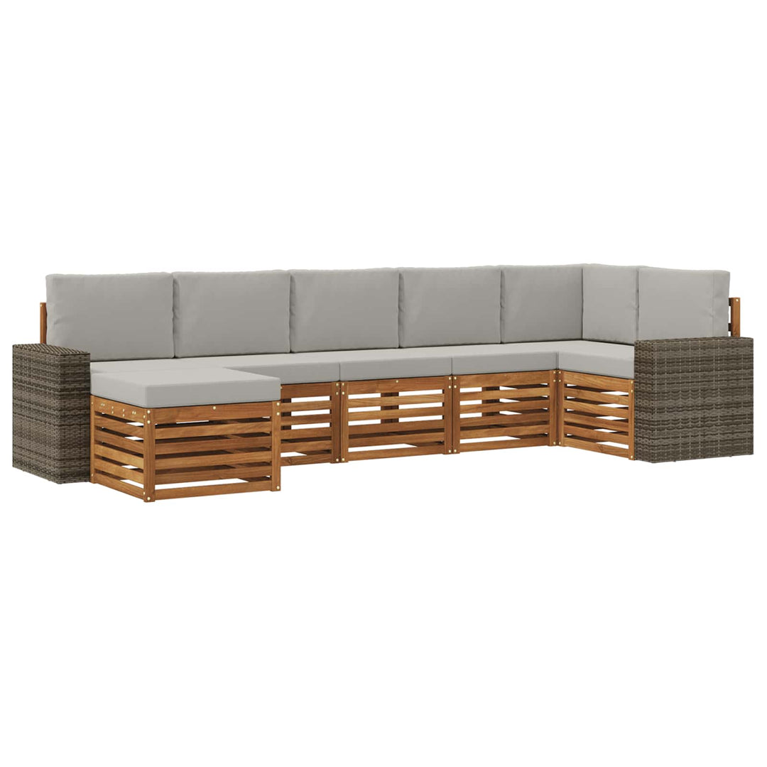 Sektionalsofa sæt med pude 7 pcs Naturfarvet og lysegrå
