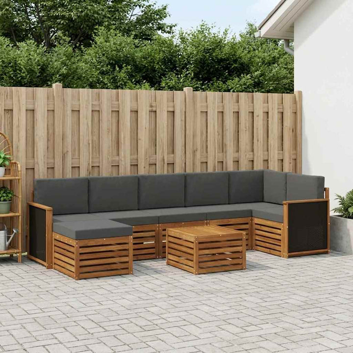 Udendørs sofagruppe med pude 7 pcs Naturlig og Antracit